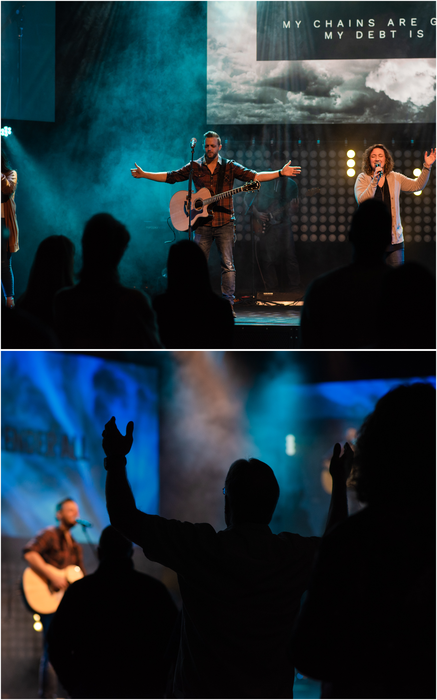 BRITNI GIRARD PHOTOGRAPHY | Jeremy Girard and Stephanie Harris leading worship at Grace Place in Berthoud, Colorado. Building Bridges, Breaking Barriers, Bringing Hope. www.GracePlace.org