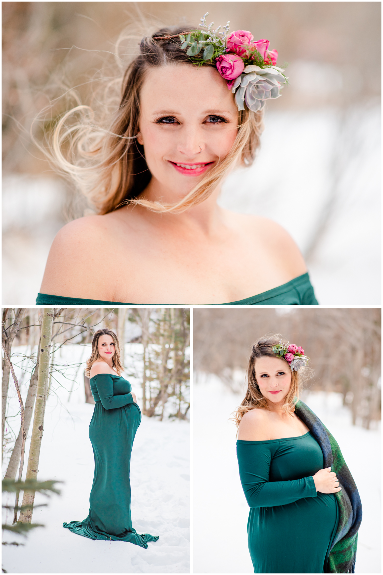 Sarah Brooks Styled Winter Maternity Session | Britni Girard Photography - Colorado Lifestyle Photographer - Black Dress maternity shoot in rocky mountains | Hair and Makeup by Chaundra Nelms Revier Glam 5280