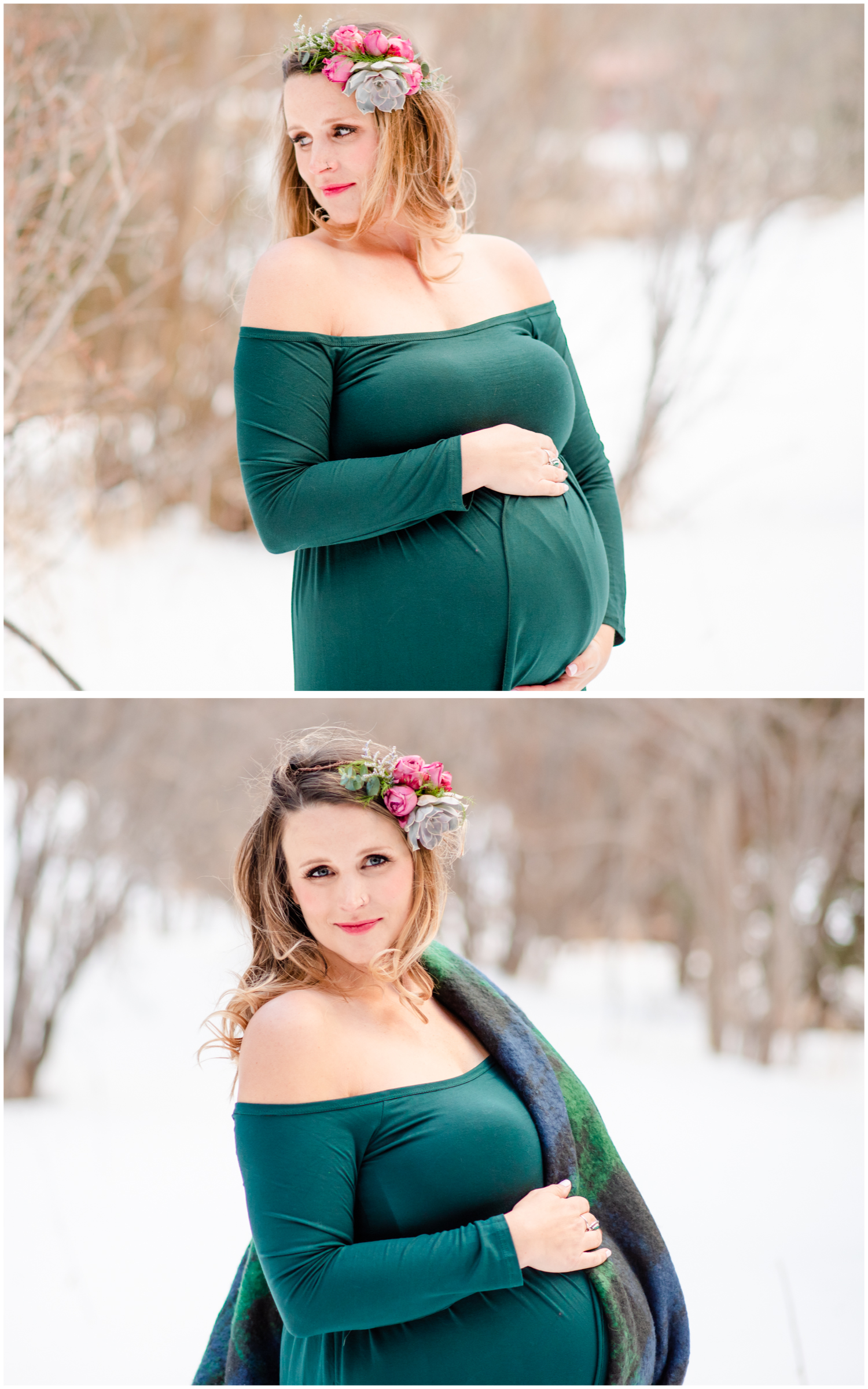 Sarah Brooks Styled Winter Maternity Session | Britni Girard Photography - Colorado Lifestyle Photographer - Black Dress maternity shoot in rocky mountains | Hair and Makeup by Chaundra Nelms Revier Glam 5280