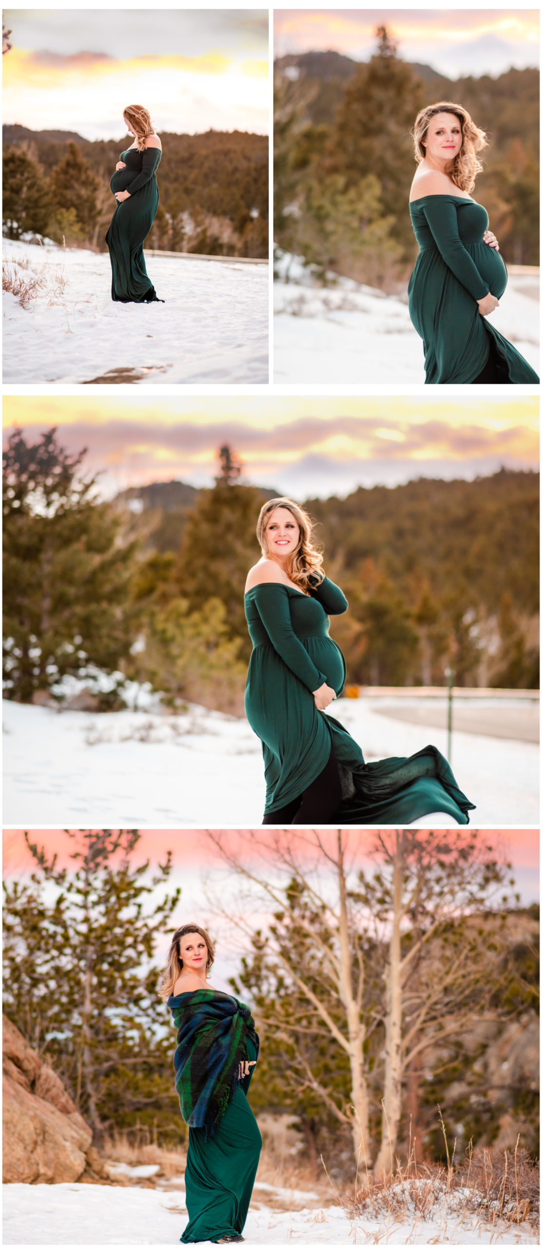Sarah Brooks Styled Winter Maternity Session | Britni Girard Photography - Colorado Lifestyle Photographer - Black Dress maternity shoot in rocky mountains | Hair and Makeup by Chaundra Nelms Revier Glam 5280