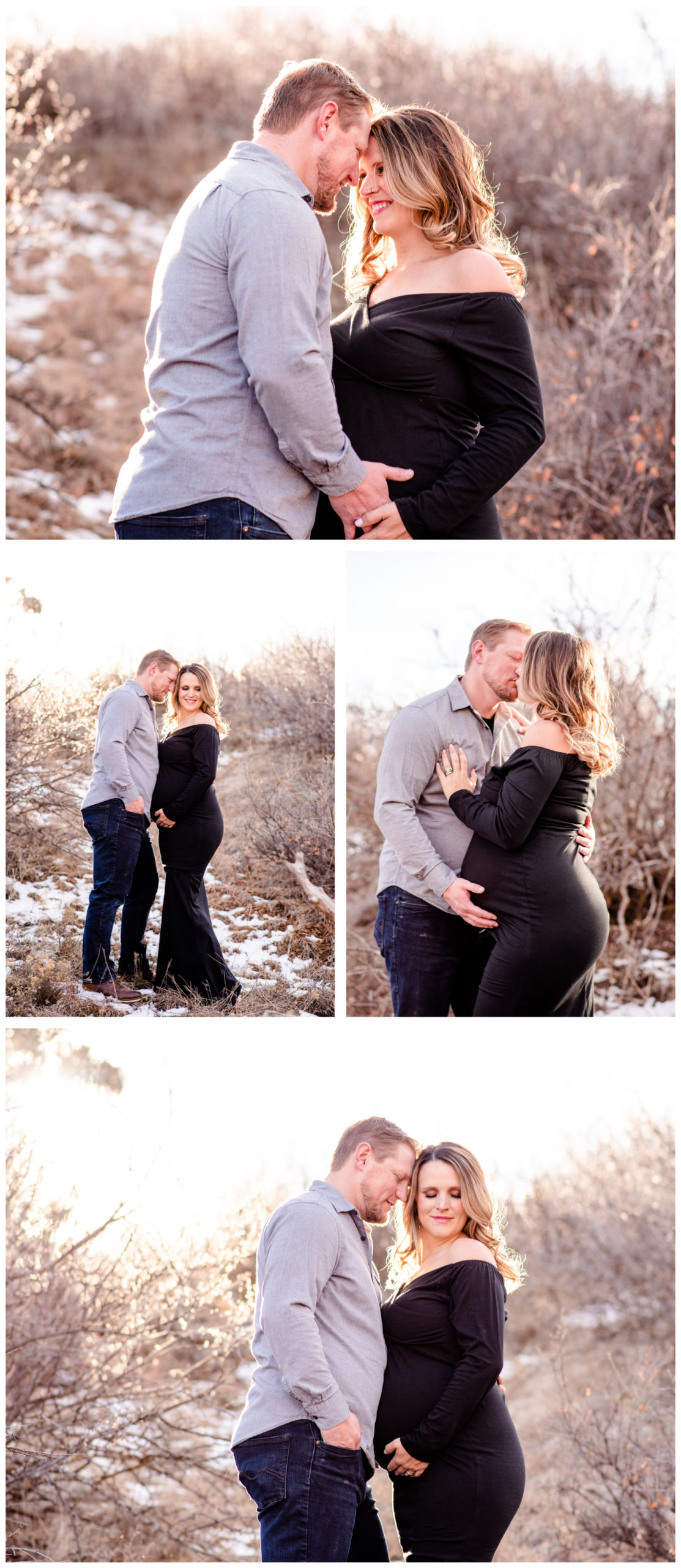Sarah Brooks Styled Winter Maternity Session | Britni Girard Photography - Colorado Lifestyle Photographer - Black Dress maternity shoot in rocky mountains | Hair and Makeup by Chaundra Nelms Revier Glam 5280
