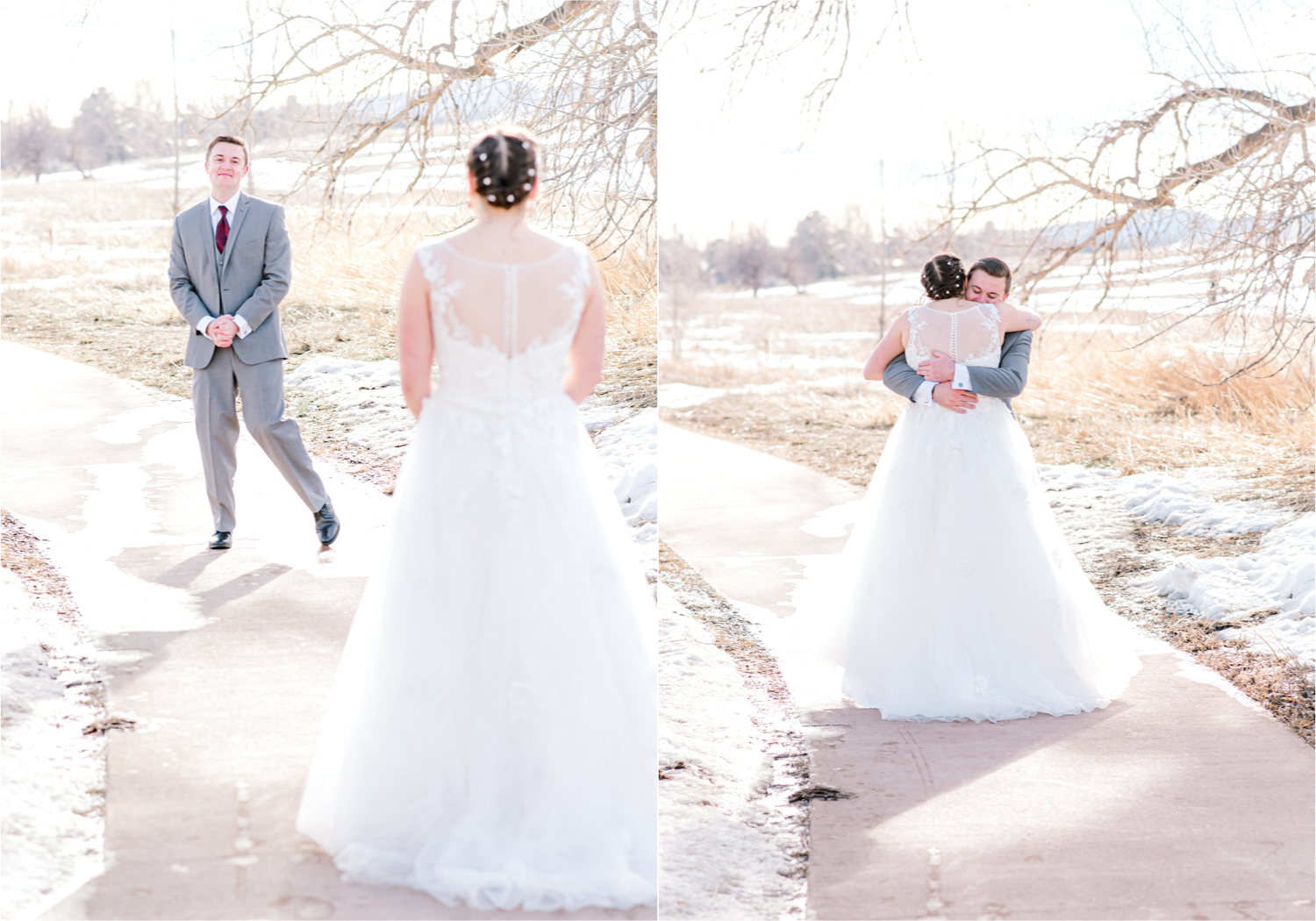 Winter Wedding in Fort Collins with a First Look at Spring Canyon and a romantic church ceremony | Britni Girard Photography | Colorado Wedding Photographer