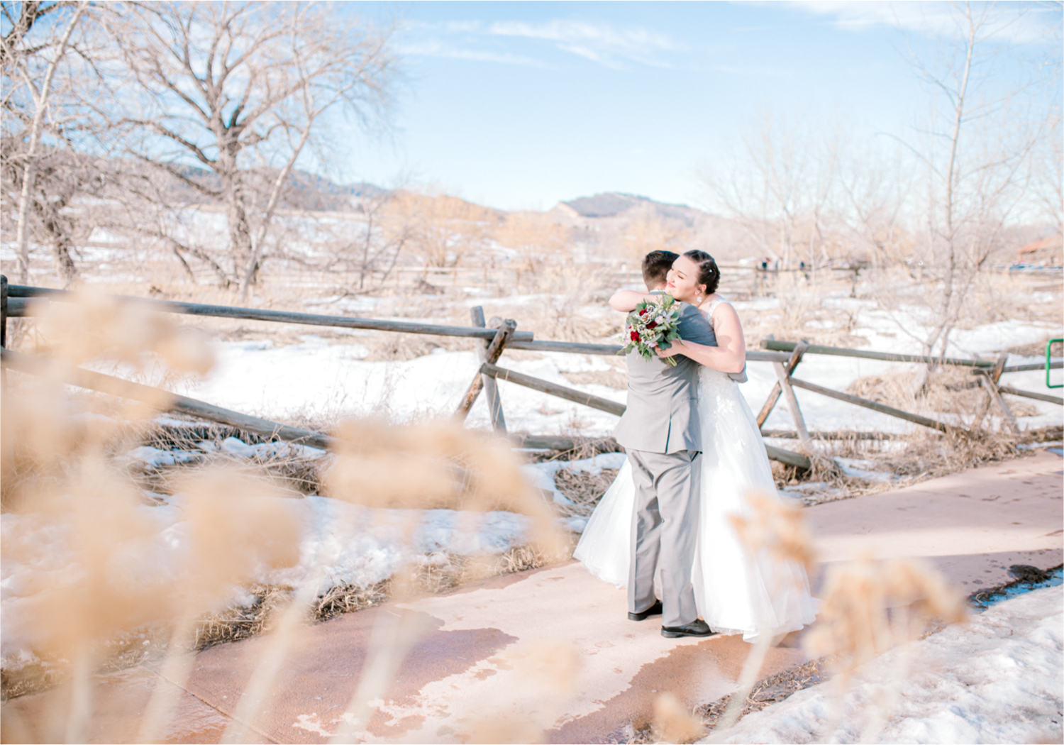 Winter Wedding in Fort Collins with a First Look at Spring Canyon and a romantic church ceremony | Britni Girard Photography | Colorado Wedding Photographer