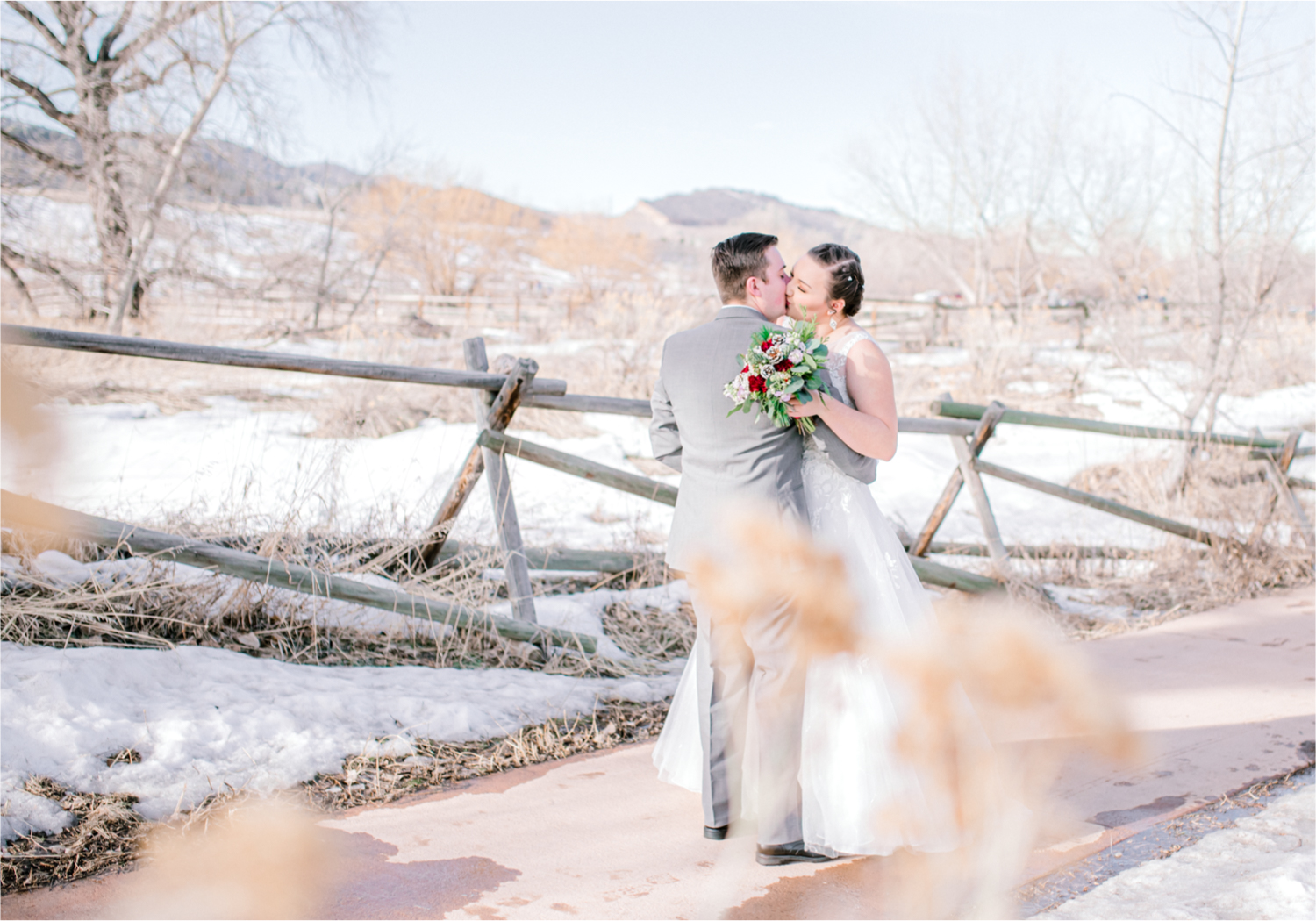 Winter Wedding in Fort Collins with a First Look at Spring Canyon and a romantic church ceremony | Britni Girard Photography | Colorado Wedding Photographer