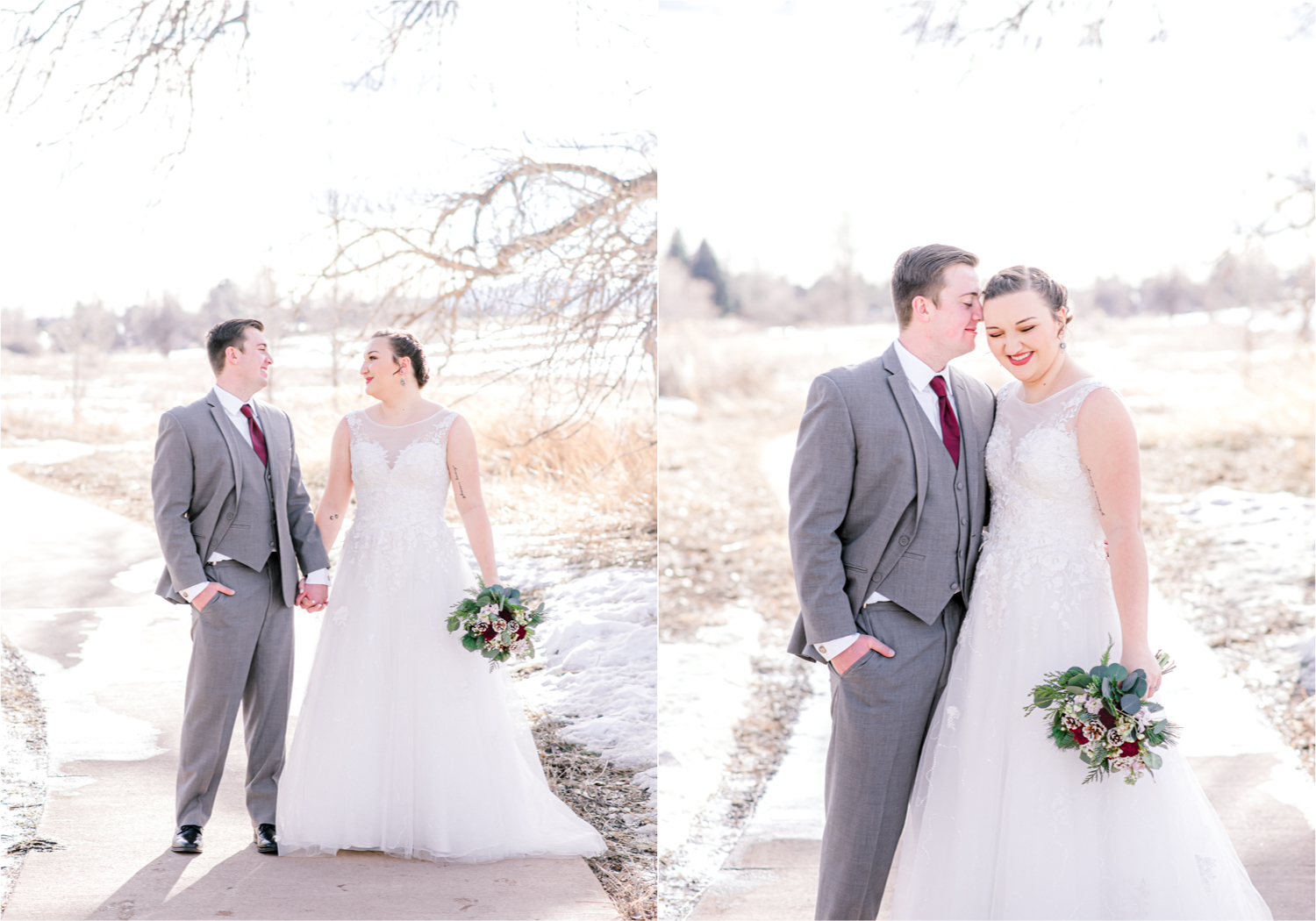Winter Wedding in Fort Collins with a First Look at Spring Canyon and a romantic church ceremony | Britni Girard Photography | Colorado Wedding Photographer