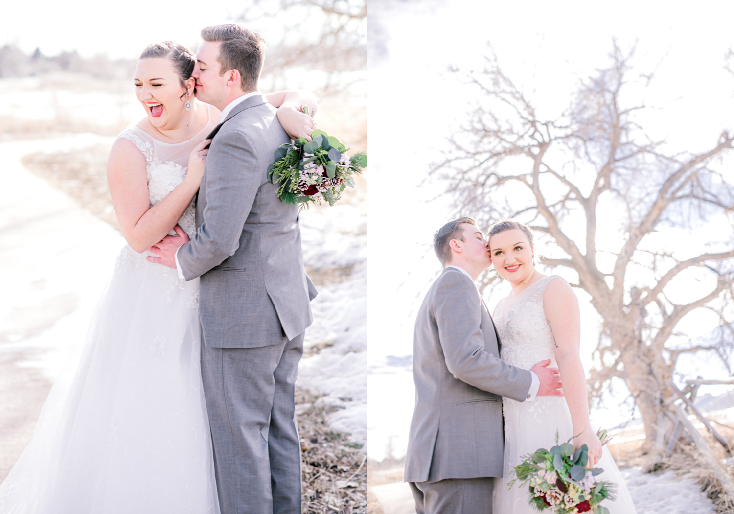 Winter Wedding in Fort Collins with a First Look at Spring Canyon and a romantic church ceremony | Britni Girard Photography | Colorado Wedding Photographer