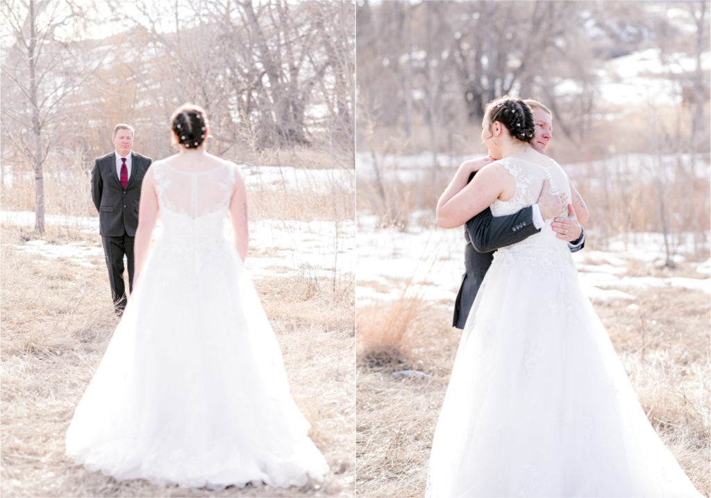 Winter Wedding in Fort Collins with a First Look at Spring Canyon and a romantic church ceremony | Britni Girard Photography | Colorado Wedding Photographer