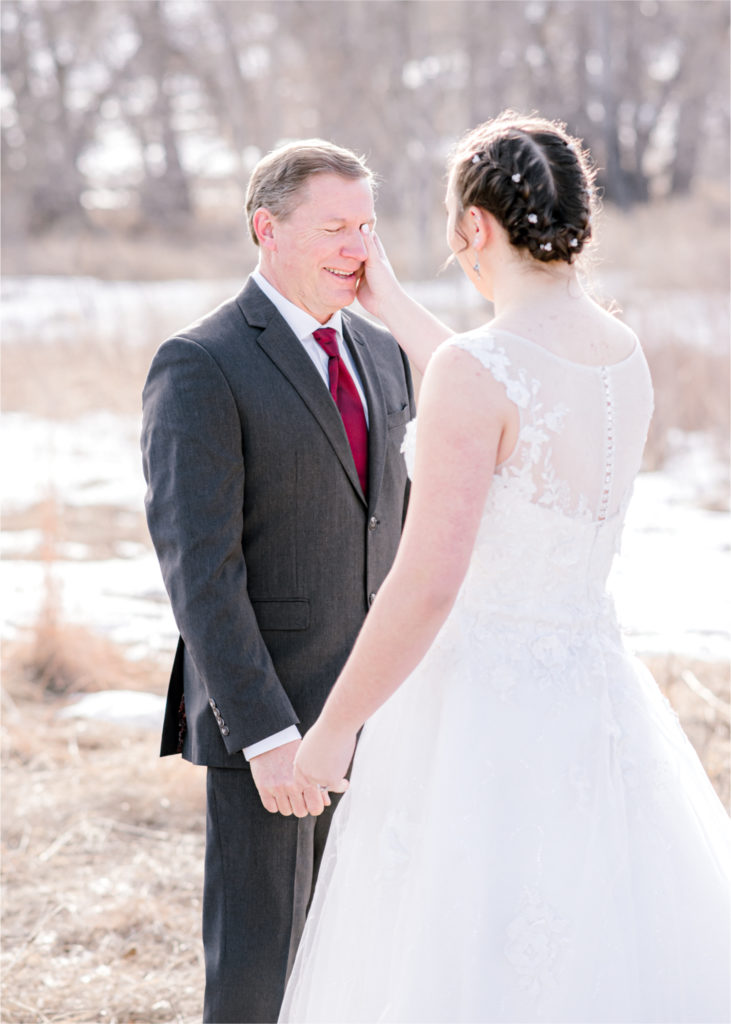 Winter Wedding in Fort Collins with a First Look at Spring Canyon and a romantic church ceremony | Britni Girard Photography | Colorado Wedding Photographer