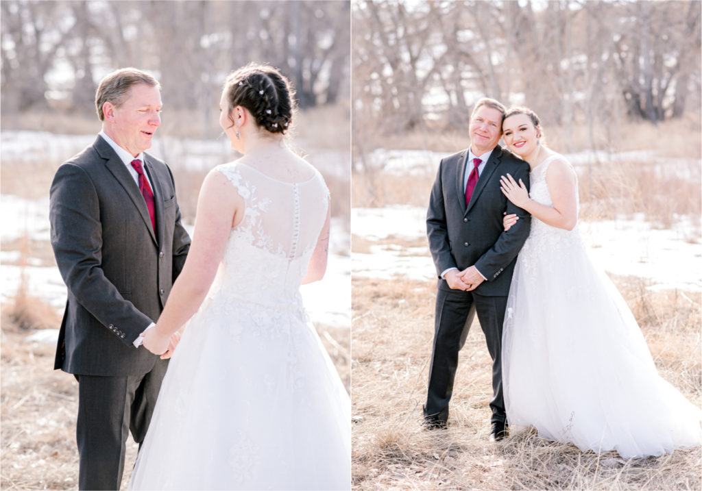 Winter Wedding in Fort Collins with a First Look at Spring Canyon and a romantic church ceremony | Britni Girard Photography | Colorado Wedding Photographer