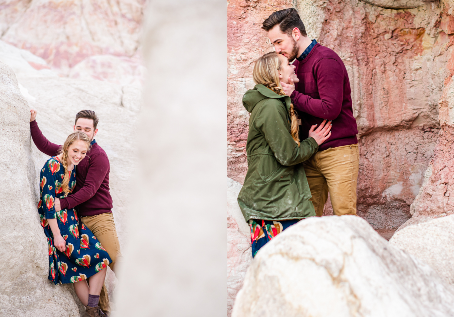 Engagement at Colorado Paint Mines in Calhan, Colorado near Colorado Springs | Britni Girard Photography Colorado Wedding Photographer, adventure engagement session with whimsical charm for two newly engaged artists | Sunset Engagement at Paint Mines