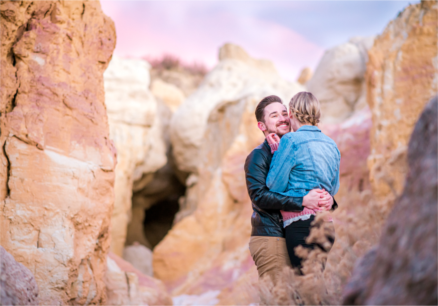 Engagement at Colorado Paint Mines in Calhan, Colorado near Colorado Springs | Britni Girard Photography Colorado Wedding Photographer, adventure engagement session with whimsical charm for two newly engaged artists | Sunset Engagement at Paint Mines