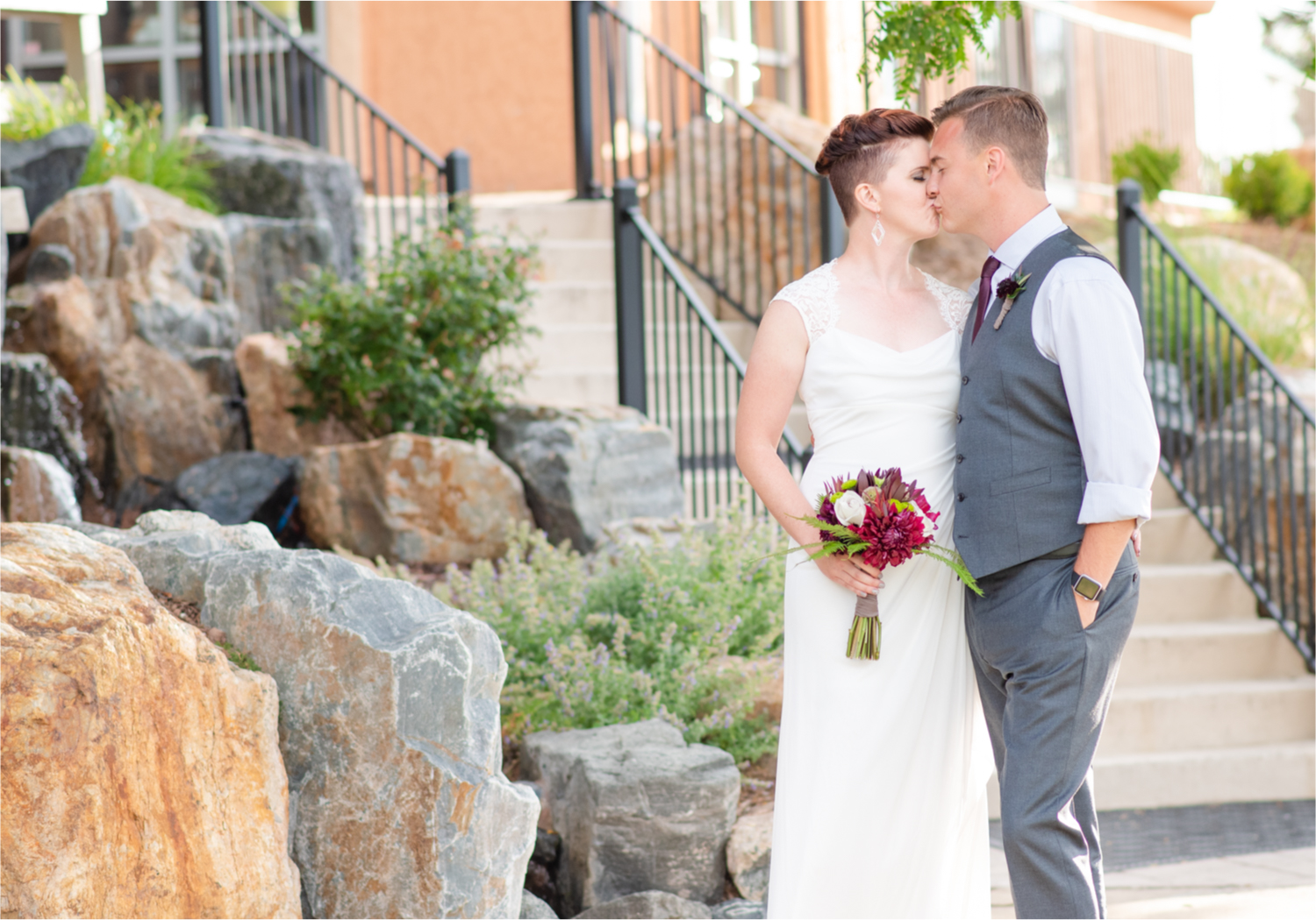Modern Romantic wedding at Wedgwood Weddings Brittany Hill in Denver Colorado | Britni Girard Photography | Whiskey unity ceremony and live band The Burroughs are highlights of this musician couples wedding | Dragonfly Floral Company