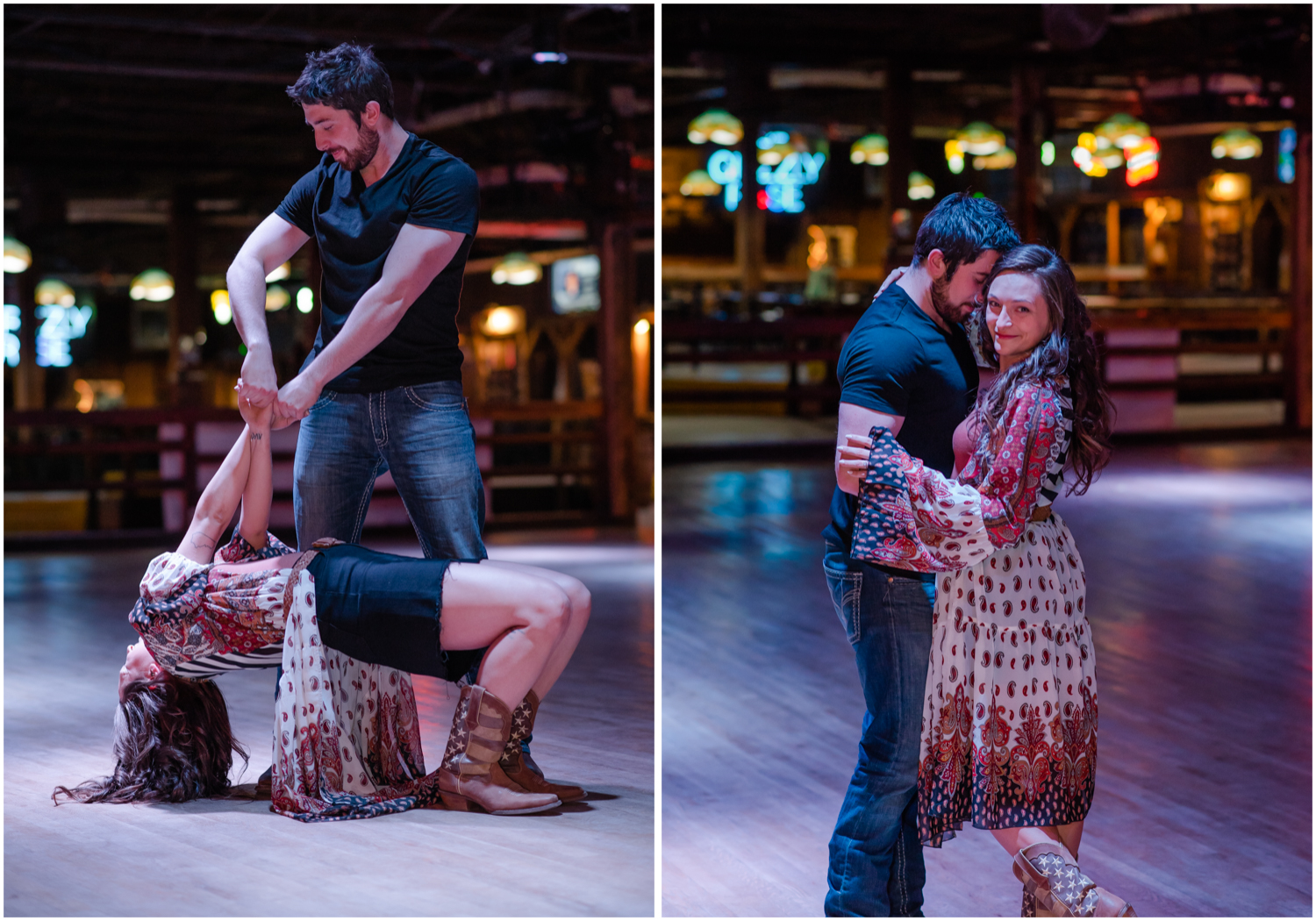 Country Themed Engagement Photos | By Wedding Photographer Britni Girard Photography in Denver Colorado, The Grizzly Rose Engagement, Country Dancing Engagement