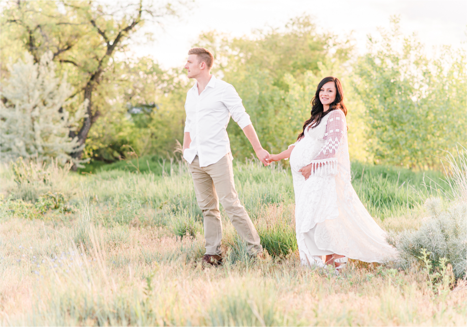 Spring Maternity Session in Loveland Colorado | Britni Girard Photography | Romantic Boho Inspired Maternity Session with Reclamation Dress at River's Edge | Colorado Wedding and Lifestyle Photographer