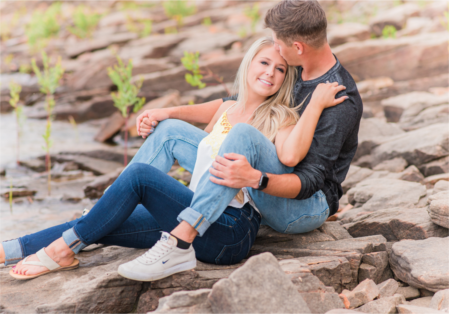 Romantic Summer engagement Lakeside at Carter Lake | Britni Girard Photography, Colorado Wedding Photographer | Walks down by the water and dancing on the dock during casual engagement in Loveland Colorado