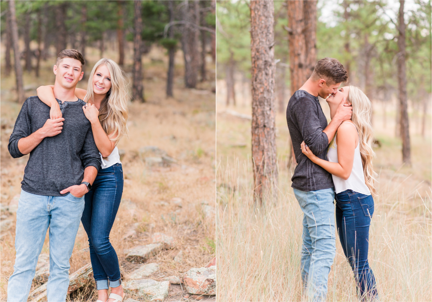 Romantic Summer engagement Lakeside at Carter Lake | Britni Girard Photography, Colorado Wedding Photographer | Walks down by the water and dancing on the dock during casual engagement in Loveland Colorado