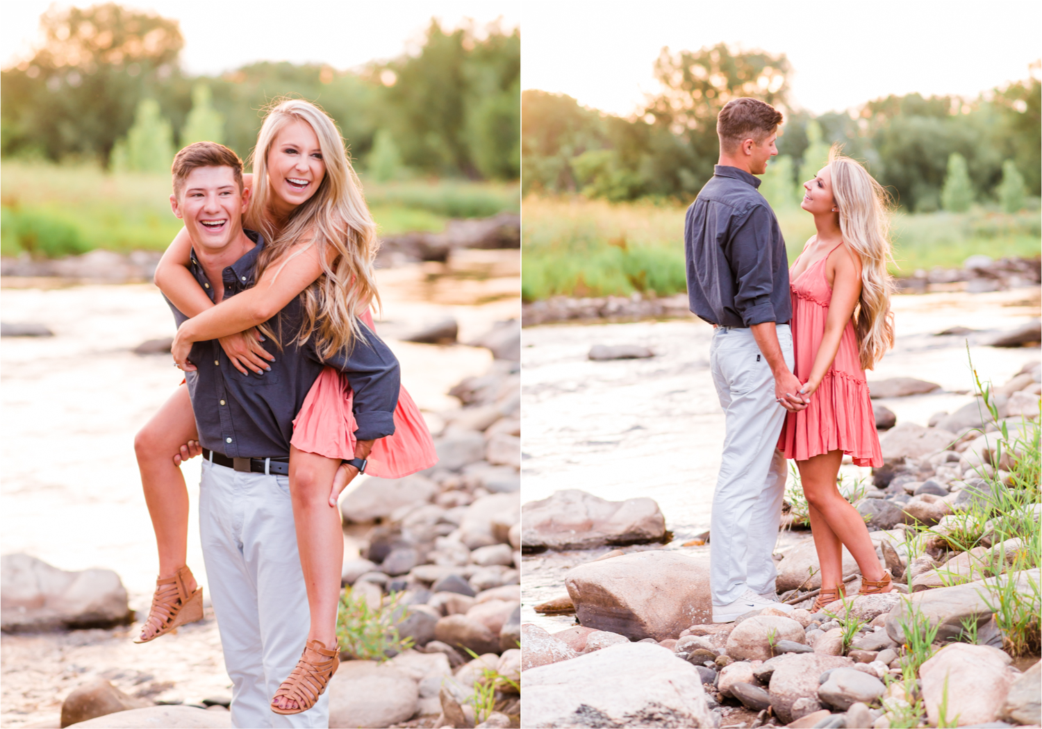 Romantic Winery engagement at Sweet Heart Winery in Loveland  | Britni Girard Photography, Colorado Wedding Photographer | Strolls along the Big Thompson River at Sunset, toasting their engagement with Sweet Heart Wine and dancing in the field during sunset