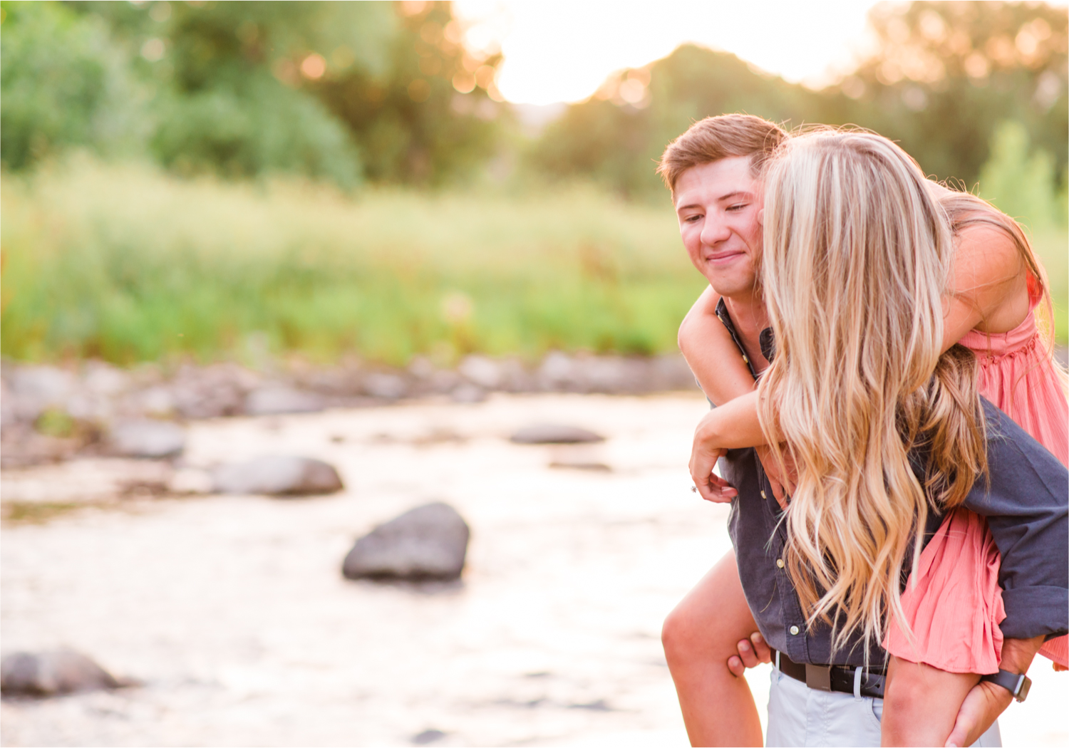 Romantic Winery engagement at Sweet Heart Winery in Loveland  | Britni Girard Photography, Colorado Wedding Photographer | Strolls along the Big Thompson River at Sunset, toasting their engagement with Sweet Heart Wine and dancing in the field during sunset