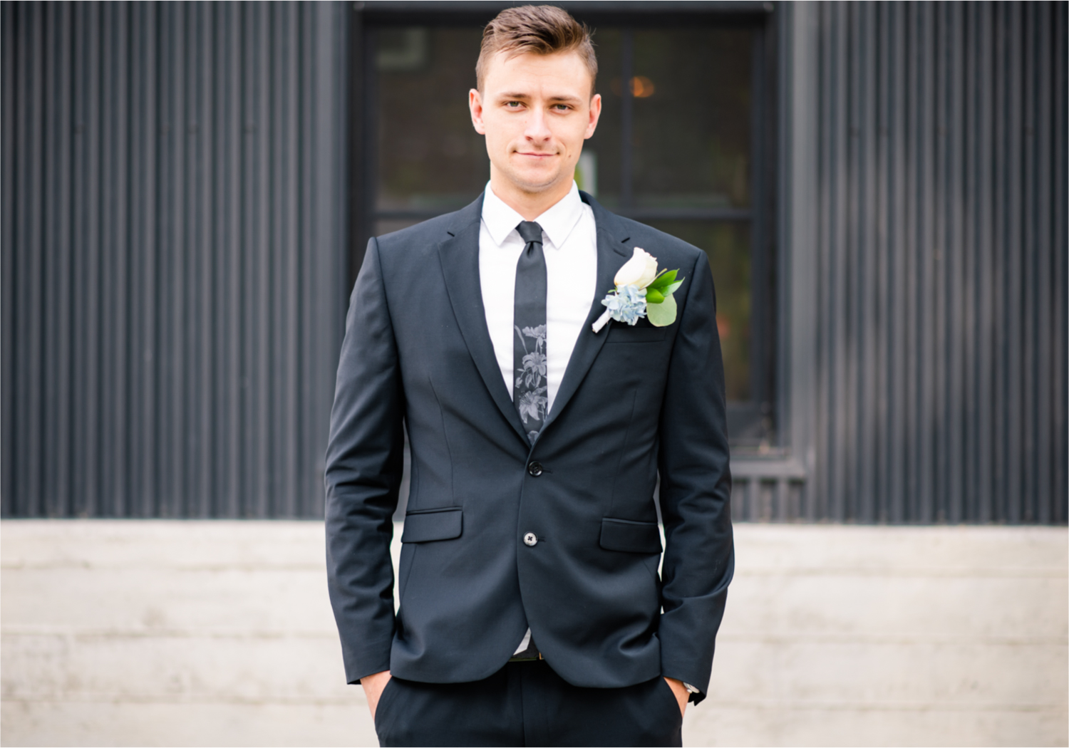 Romantic and Rustic Wedding at The Mill in Windsor | Britni Girard Photography | Colorado based wedding photography and videography team | Groom portraits | Royal Blue and White Wedding | Groomsmen attire from Express