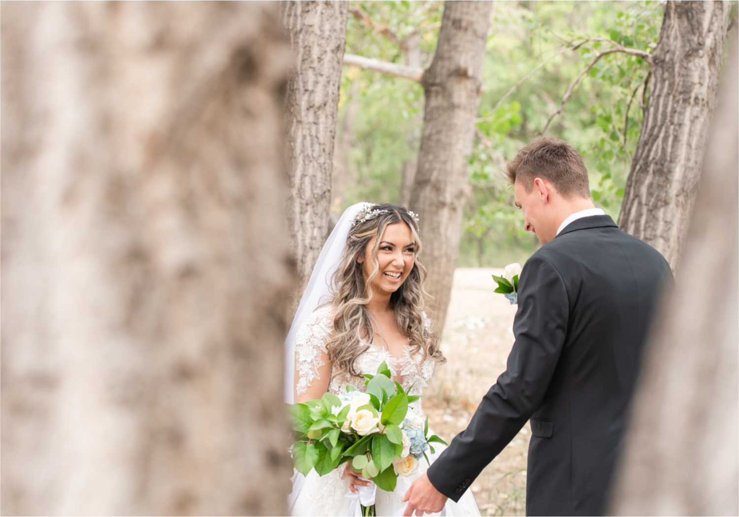 Romantic and Rustic Wedding at The Mill in Windsor | Britni Girard Photography | Colorado based wedding photography and videography team | Bride and Groom Portraits - First Look at Eastman Park