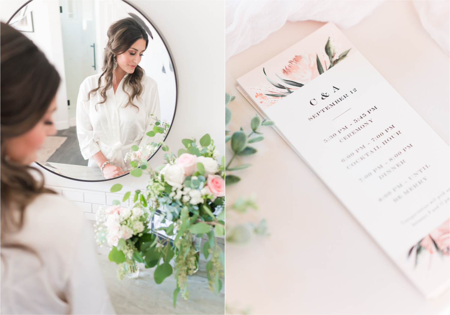 Autumn mountain wedding in Florence Colorado | Britni Girard Photography | Colorado Wedding Photo and Video Team | Mountainside Cabin for intimate wedding with rustic farm-tables and romantic details | Wedding Colors White, Dusty Rose and Sage | Bride getting ready 