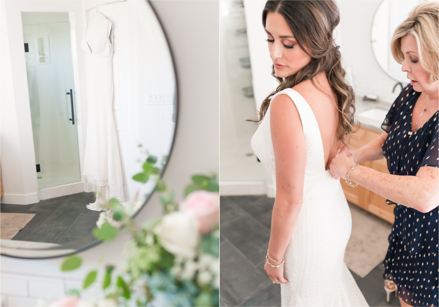 Autumn mountain wedding in Florence Colorado | Britni Girard Photography | Colorado Wedding Photo and Video Team | Mountainside Cabin for intimate wedding with rustic farm-tables and romantic details | Wedding Colors White, Dusty Rose and Sage | Bride getting ready 