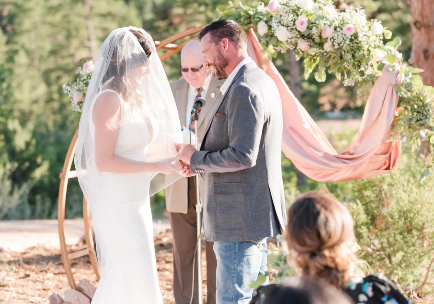 Autumn mountain wedding in Florence Colorado | Britni Girard Photography | Colorado Wedding Photo and Video Team | Mountainside Cabin for intimate wedding with rustic farm-tables and romantic details | Wedding Colors White, Dusty Rose and Sage | Catering by The Picnic Basket | Florals by Skyway Creations | Rocky Mountain Beverage Burro