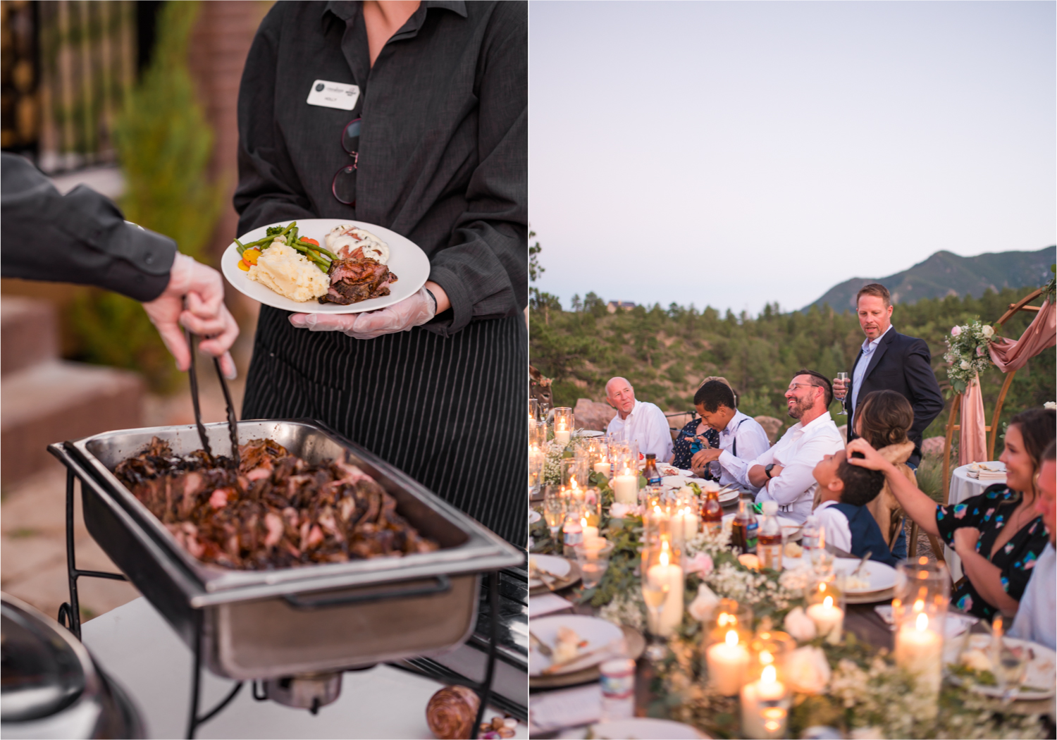Autumn mountain wedding in Florence Colorado | Britni Girard Photography | Colorado Wedding Photo and Video Team | Mountainside Cabin for intimate wedding with rustic farm-tables and romantic details | Sunset Toast with food by The Picnic Basket