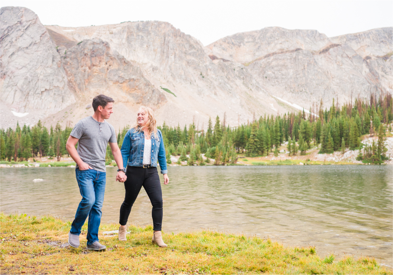 Rainy Summer Engagement at Mirror Lake in Medicine Bow National Park | Britni Girard Photography | Colorado Wedding Photographer and Videographer | Husband Wife photography team | Mountain Engagement