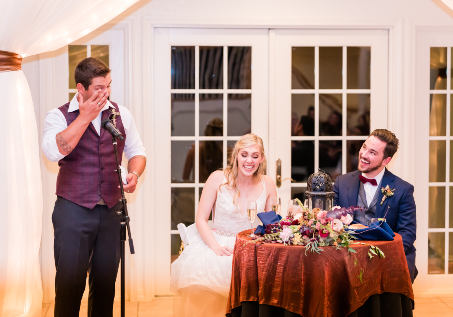 Romantic Whimsical Wedding at the Lionscrest Manor in Lyons, CO | Britni Girard Photography - Wedding Photo and Video Team | Rustic Fall Decor mixed in Burgundy, Blush, Gold and Sage | Wedding Dress from Anna Be Bridal by Hailey Paige | Hair and Makeup by Glam 5280 Chaundra Revier | Florals by Aflorae | Reception in Manor Ballroom | Catering by Greens point Catering | DJ PureSounds LLC | Cake by Nothing Bundt Cakes| Donuts by Lamar’s Donuts
