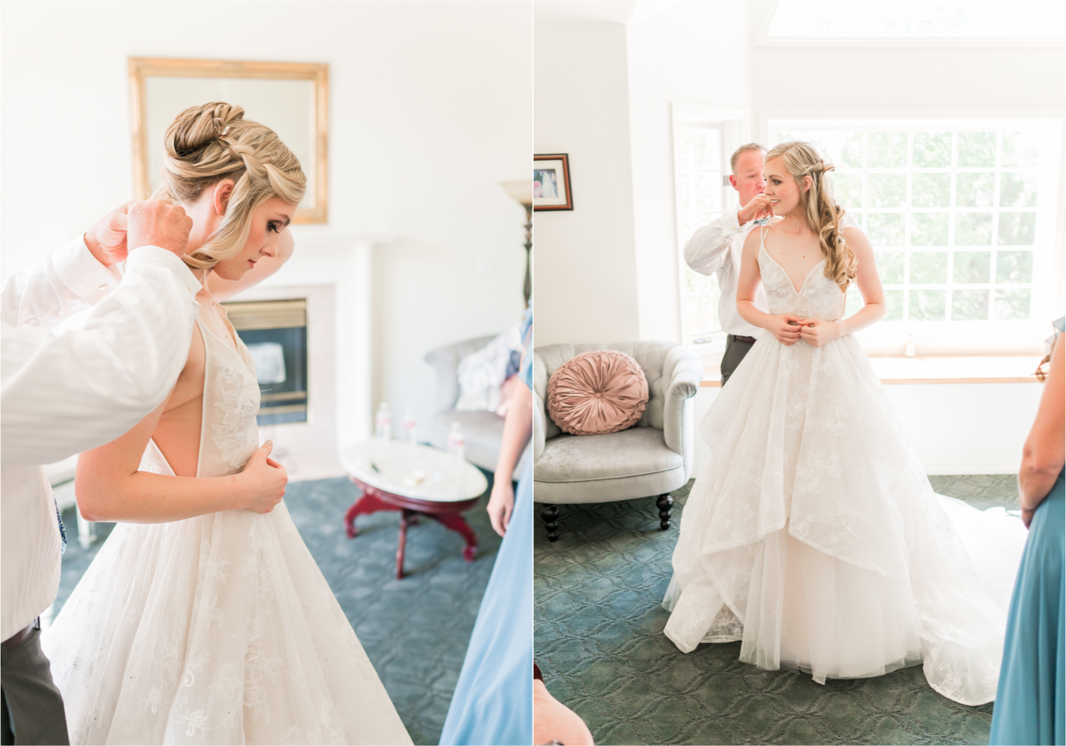 Romantic Whimsical Wedding at the Lionscrest Manor in Lyons, CO | Britni Girard Photography - Wedding Photo and Video Team | Rustic Fall Decor mixed in Burgundy, Blush, Gold and Sage | Wedding Dress from Anna Be Bridal by Hailey Paige | Hair and Makeup by Glam 5280 Chaundra Revier | Daddy Daughter First Look and Gift