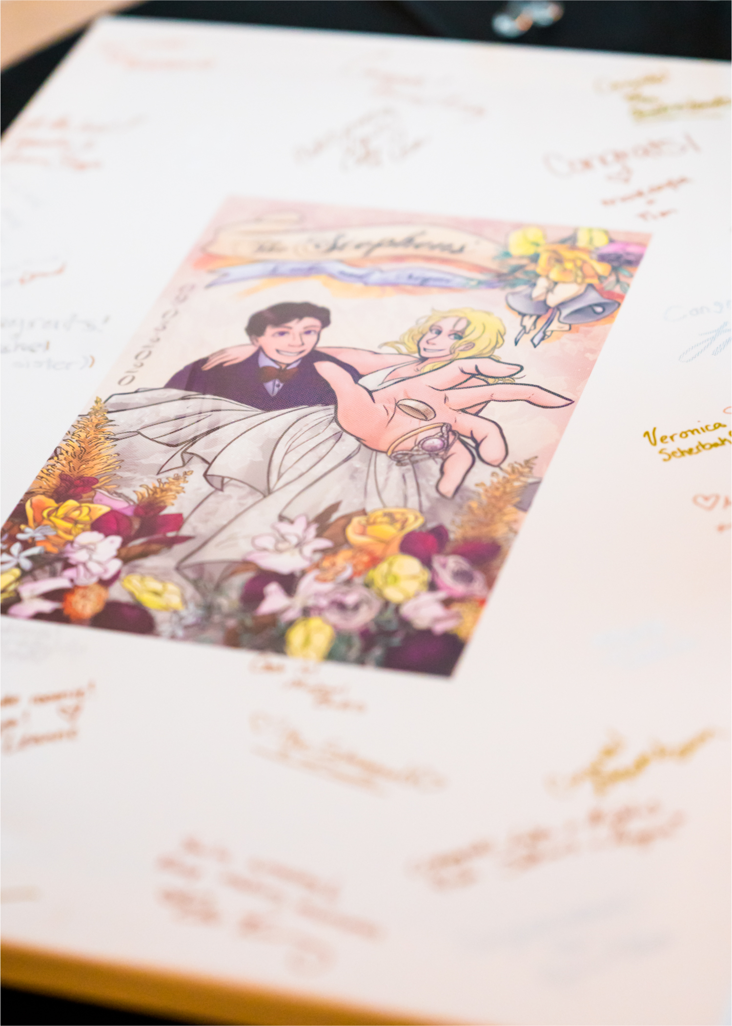 Romantic Whimsical Wedding at the Lionscrest Manor in Lyons, CO | Britni Girard Photography - Wedding Photo and Video Team | Rustic Fall Decor mixed in Burgundy, Blush, Gold and Sage | Wedding Dress from Anna Be Bridal by Hailey Paige | Hair and Makeup by Glam 5280 Chaundra Revier | Florals by Aflorae | Reception in Manor Ballroom | Comic book guestbook art