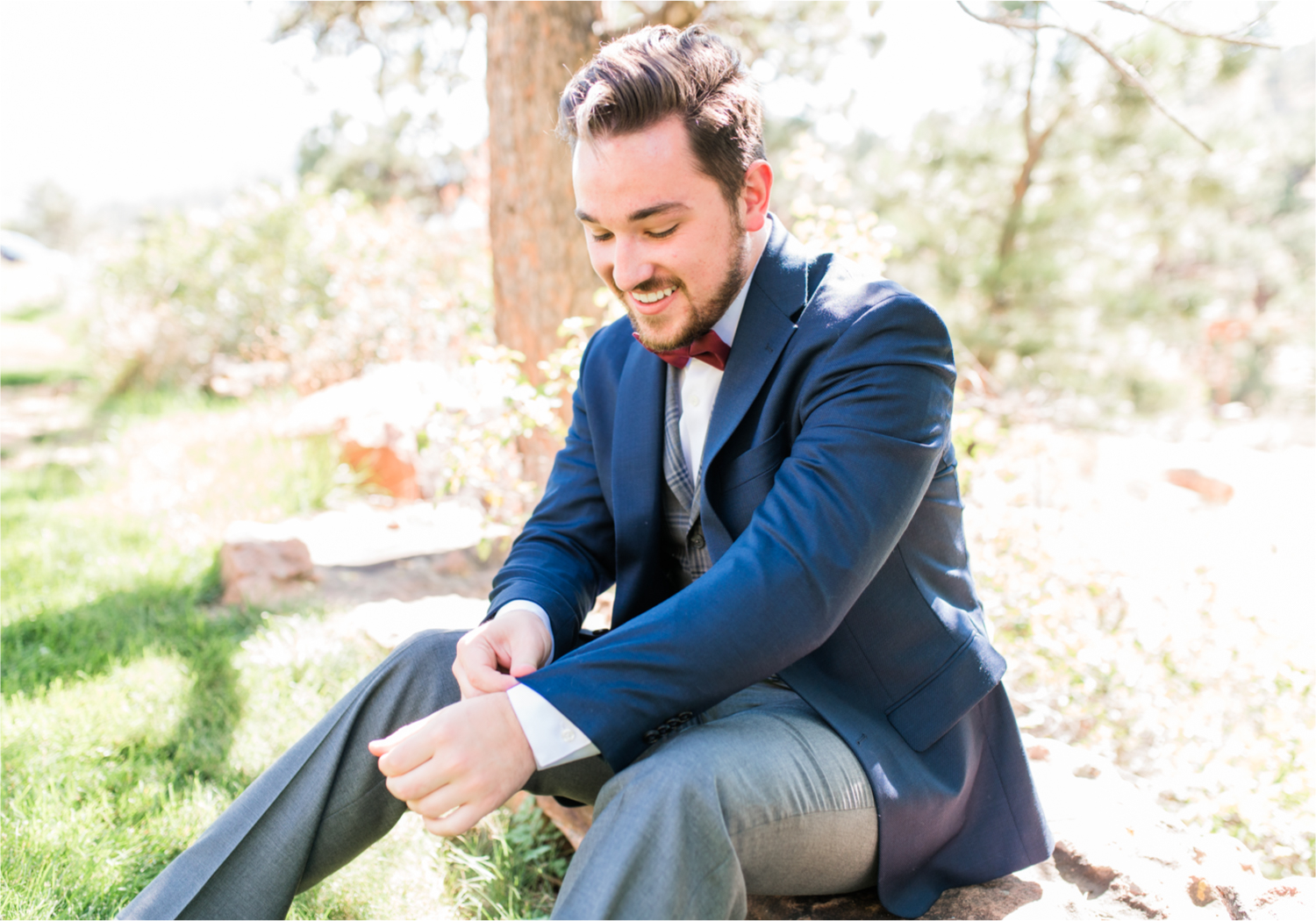 Romantic Whimsical Wedding at the Lionscrest Manor in Lyons, CO | Britni Girard Photography - Wedding Photo and Video Team | Rustic Fall Decor mixed in Burgundy, Blush, Gold and Sage | Groomsmen Getting Ready | Custom Suit from Jos. a Banks