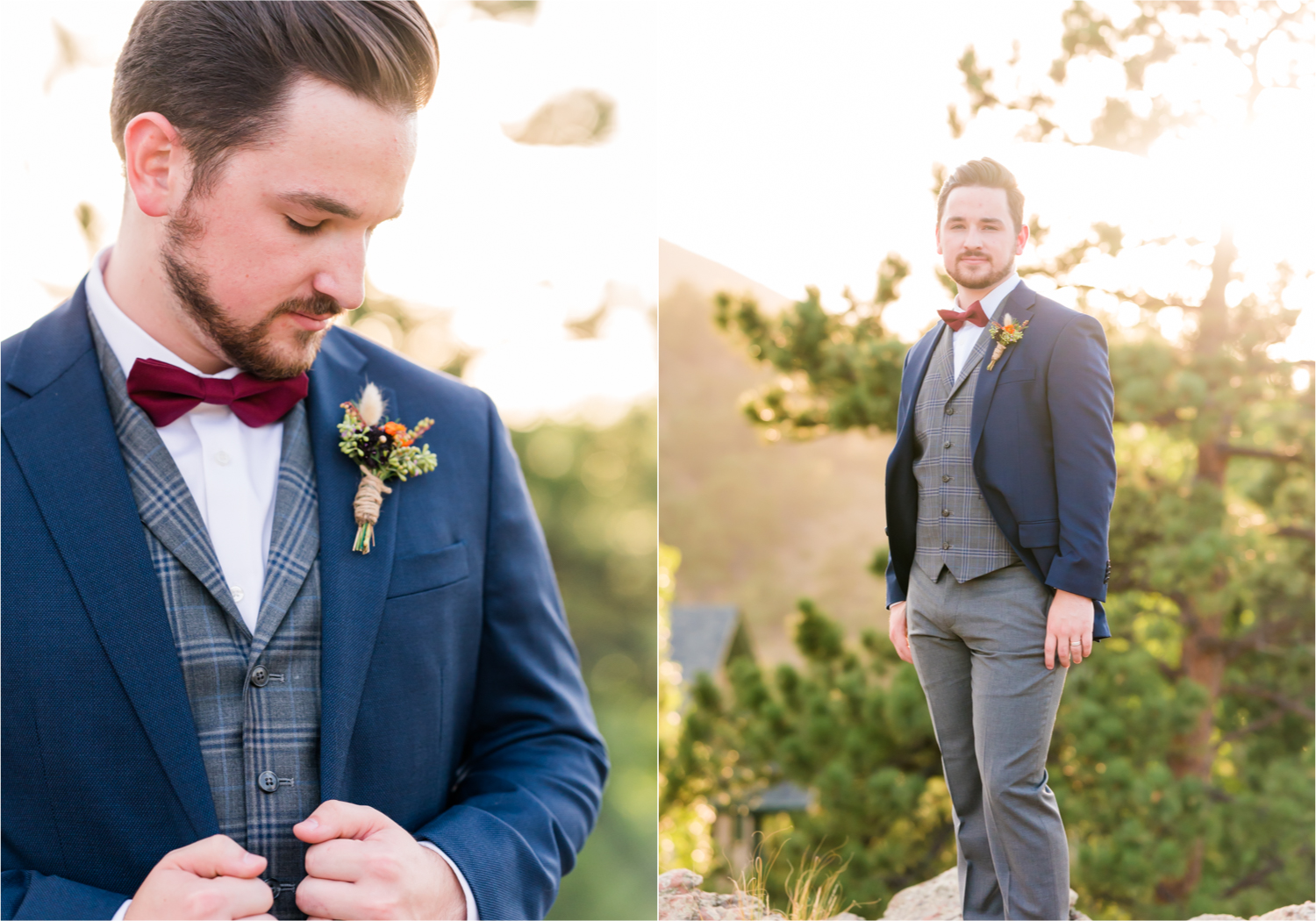 Romantic Whimsical Wedding at the Lionscrest Manor in Lyons, CO | Britni Girard Photography - Wedding Photo and Video Team | Rustic Fall Decor mixed in Burgundy, Blush, Gold and Sage | Groom in Custom Suit from Jos. a Banks