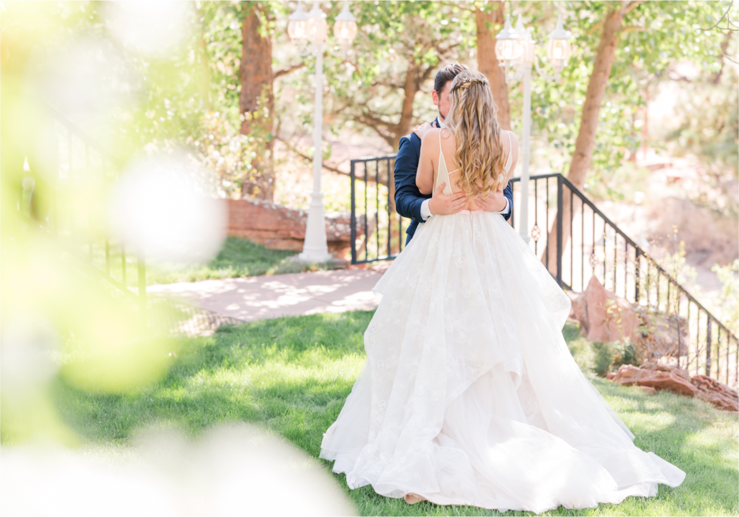 Romantic Whimsical Wedding at the Lionscrest Manor in Lyons, CO | Britni Girard Photography - Wedding Photo and Video Team | Rustic Fall Decor mixed in Burgundy, Blush, Gold and Sage | Groom in Custom Suit from Jos. a Banks | First Look in the garden