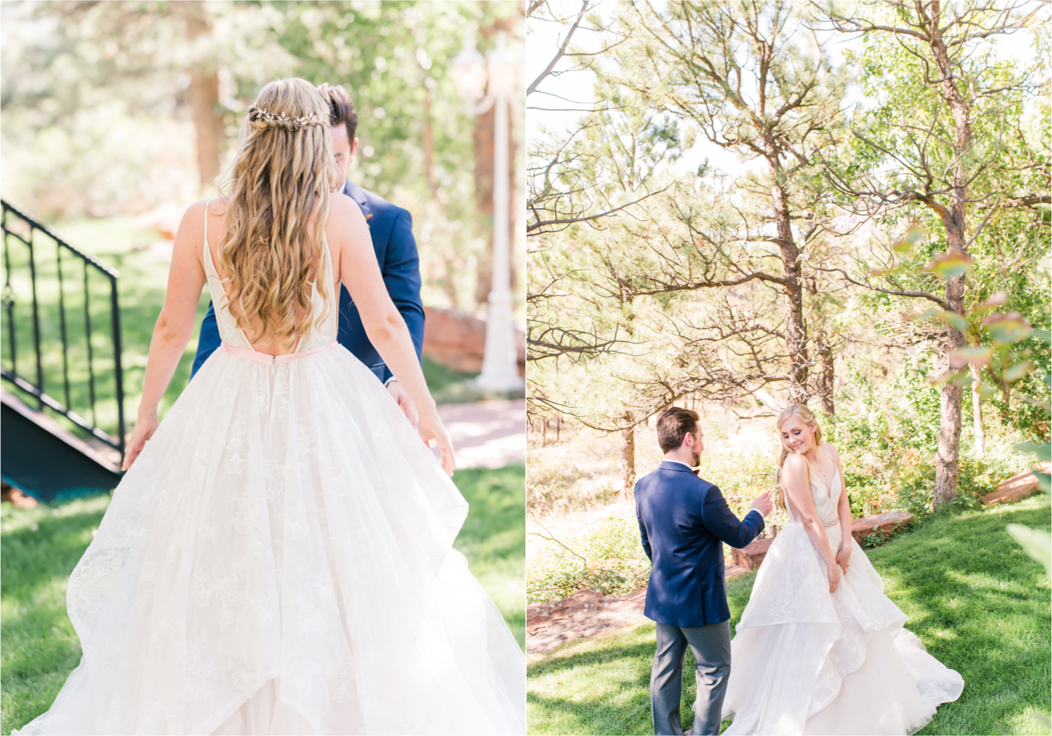 Romantic Whimsical Wedding at the Lionscrest Manor in Lyons, CO | Britni Girard Photography - Wedding Photo and Video Team | Rustic Fall Decor mixed in Burgundy, Blush, Gold and Sage | Groom in Custom Suit from Jos. a Banks | First Look in the garden