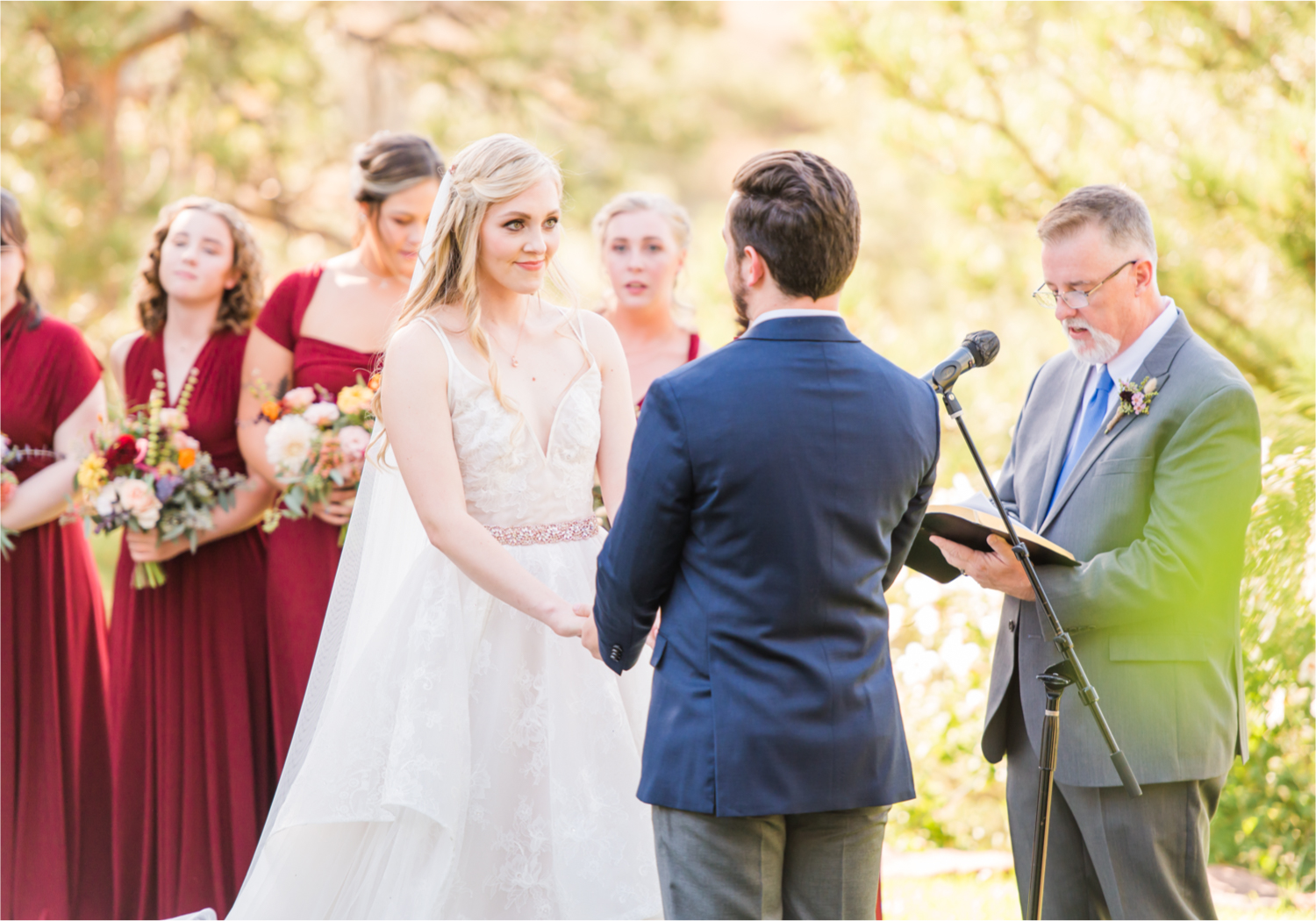 Romantic Whimsical Wedding at the Lionscrest Manor in Lyons, CO | Britni Girard Photography - Wedding Photo and Video Team | Rustic Fall Decor mixed in Burgundy, Blush, Gold and Sage | Wedding Dress from Anna Be Bridal by Hailey Paige | Hair and Makeup by Glam 5280 Chaundra Revier | Florals by Aflorae | Ceremony Site overlooking the Rocky Mountains | Mountaintop Ceremony before Sunset