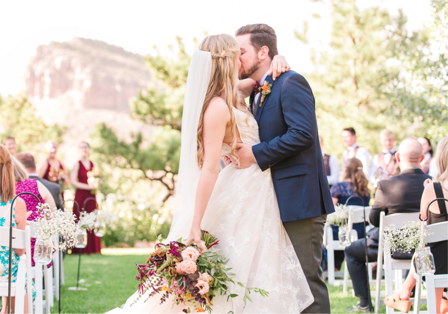 Romantic Whimsical Wedding at the Lionscrest Manor in Lyons, CO | Britni Girard Photography - Wedding Photo and Video Team | Rustic Fall Decor mixed in Burgundy, Blush, Gold and Sage | Wedding Dress from Anna Be Bridal by Hailey Paige | Hair and Makeup by Glam 5280 Chaundra Revier | Florals by Aflorae | Ceremony Site overlooking the Rocky Mountains | Mountaintop Ceremony before Sunset