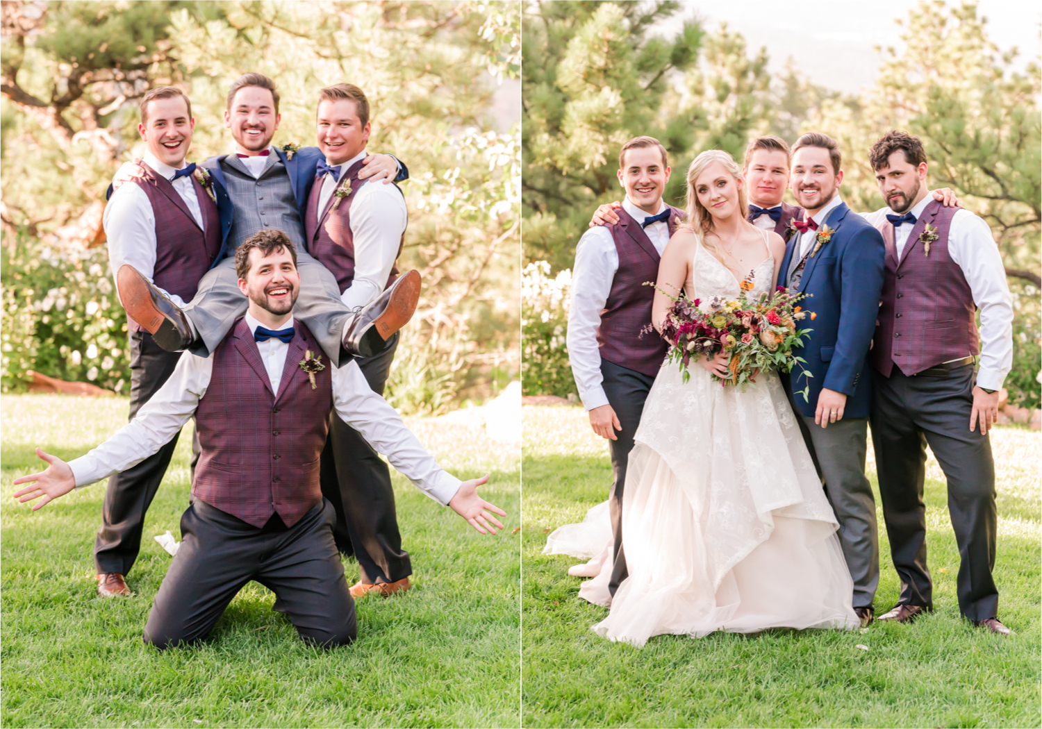Romantic Whimsical Wedding at the Lionscrest Manor in Lyons, CO | Britni Girard Photography - Wedding Photo and Video Team | Rustic Fall Decor mixed in Burgundy, Blush, Gold and Sage | Wedding Dress from Anna Be Bridal by Hailey Paige | Hair and Makeup by Glam 5280 Chaundra Revier | Florals by Aflorae |