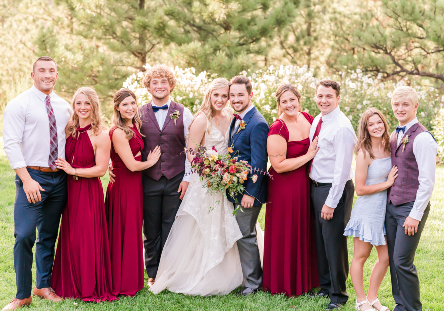 Romantic Whimsical Wedding at the Lionscrest Manor in Lyons, CO | Britni Girard Photography - Wedding Photo and Video Team | Rustic Fall Decor mixed in Burgundy, Blush, Gold and Sage | Wedding Dress from Anna Be Bridal by Hailey Paige | Hair and Makeup by Glam 5280 Chaundra Revier | Florals by Aflorae | Family Formals with Siblings