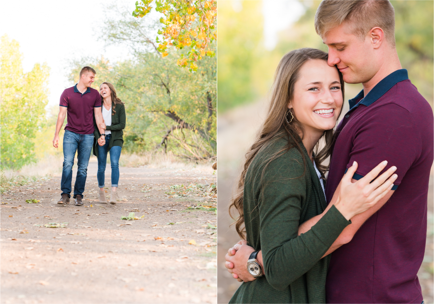 Fall Engagement at Prospect Ponds in Fort Collins | Britni Girard Photography | Colorado Wedding Photography and Videography | Husband and Wife Team | Trails of fall leaves and romantic snuggles under the canopy of color