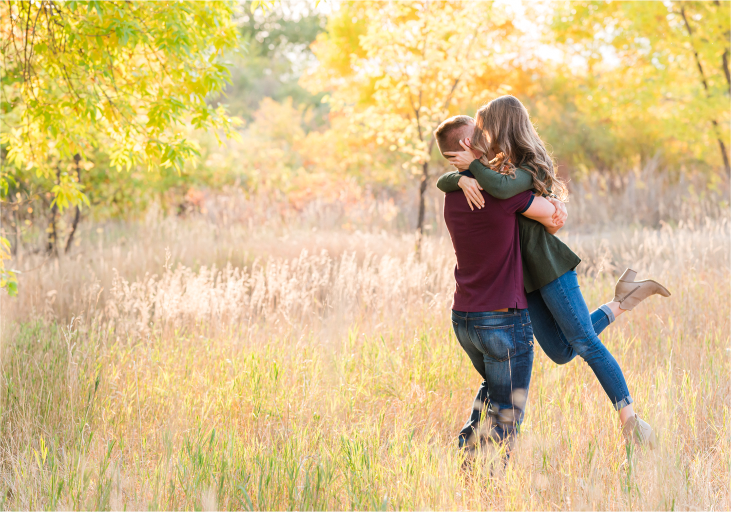 Fall Engagement at Prospect Ponds in Fort Collins | Britni Girard Photography | Colorado Wedding Photography and Videography | Husband and Wife Team | Trails of fall leaves and romantic snuggles under the canopy of color