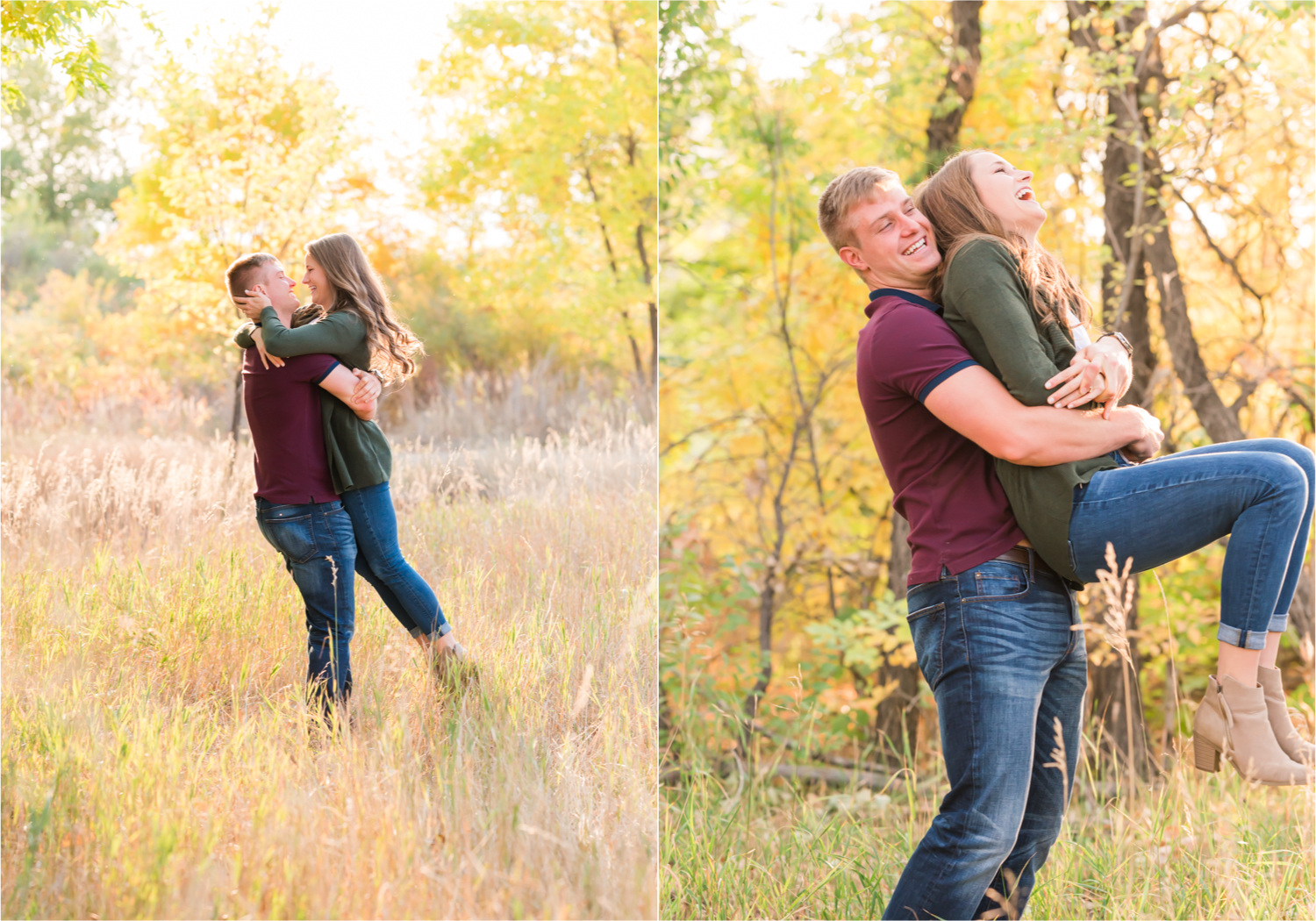 Fall Engagement at Prospect Ponds in Fort Collins | Britni Girard Photography | Colorado Wedding Photography and Videography | Husband and Wife Team | Trails of fall leaves and romantic snuggles under the canopy of color