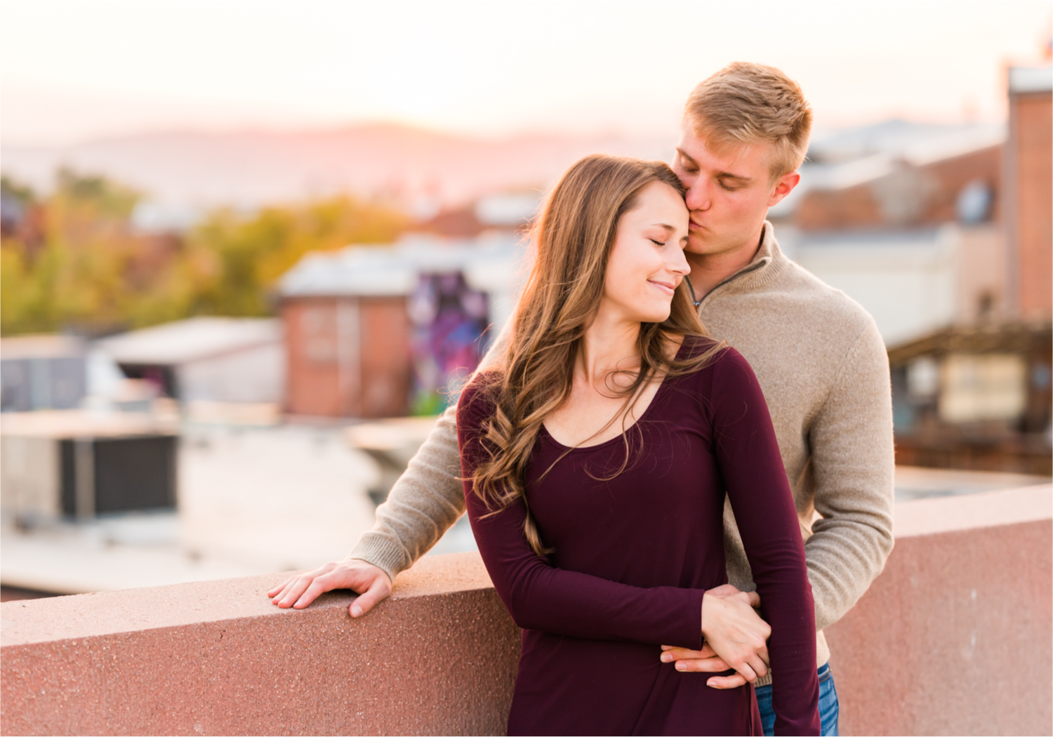 Fall Engagement in Old Town Fort Collins | Britni Girard Photography | Colorado Wedding Photography and Videography | Husband and Wife Team | Rooftop Sunset Engagement | with Rocky Mountains