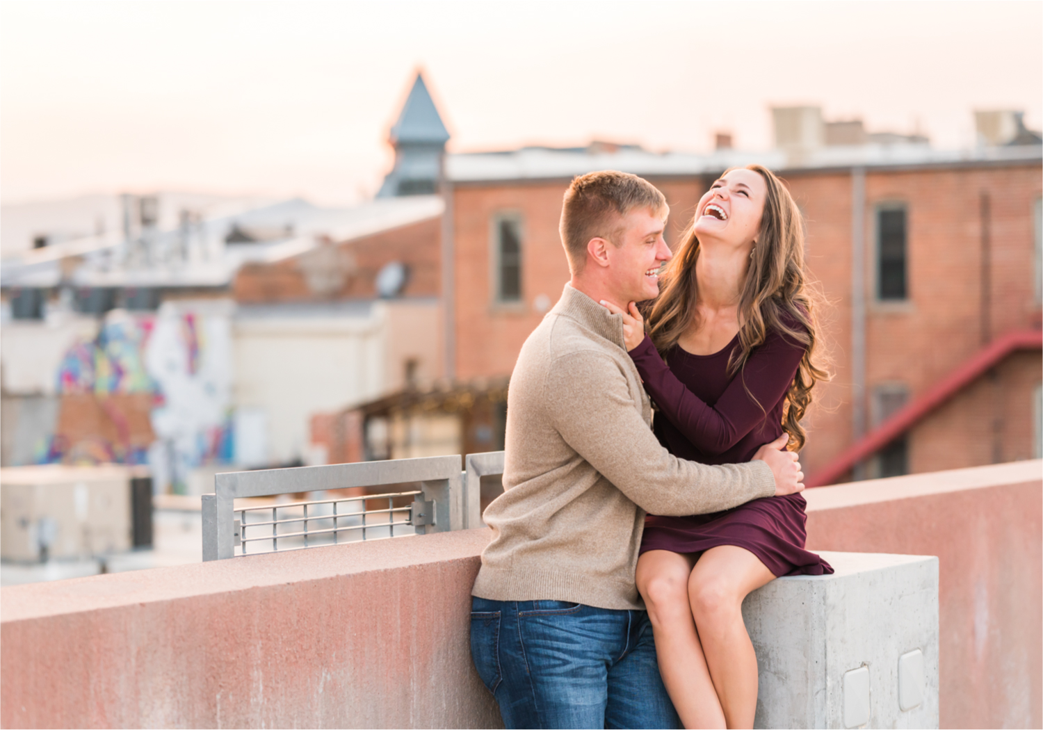 Fall Engagement in Old Town Fort Collins | Britni Girard Photography | Colorado Wedding Photography and Videography | Husband and Wife Team | Rooftop Sunset Engagement | with Rocky Mountains