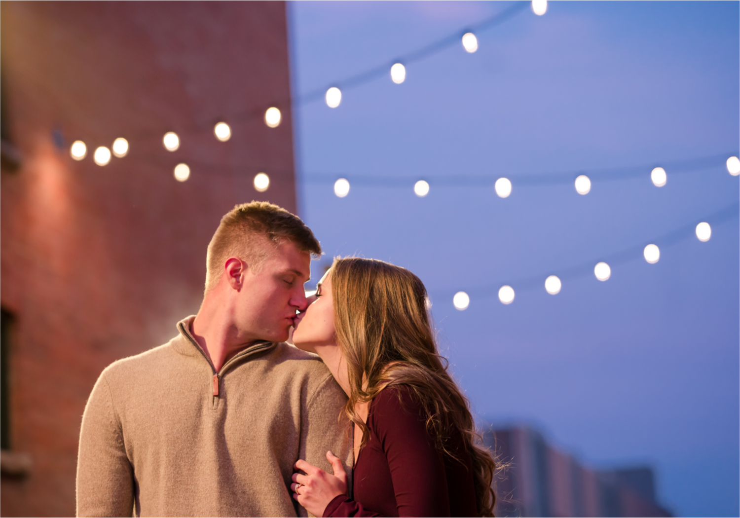 Fall Engagement in Old Town Fort Collins | Britni Girard Photography | Colorado Wedding Photography and Videography | Husband and Wife Team | Wandering the alley's and old town square with twinkle lights all around