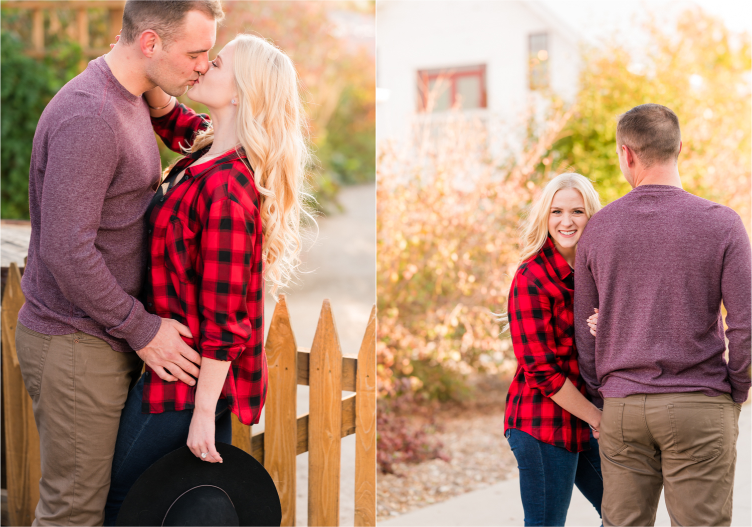 Romantic Fall Farmhouse Engagement at Jessup Farm | Britni Girard Photography | Colorado Wedding Photographer and Videography team | Rustic fences, fall leaves and barn doors in Fort Collins