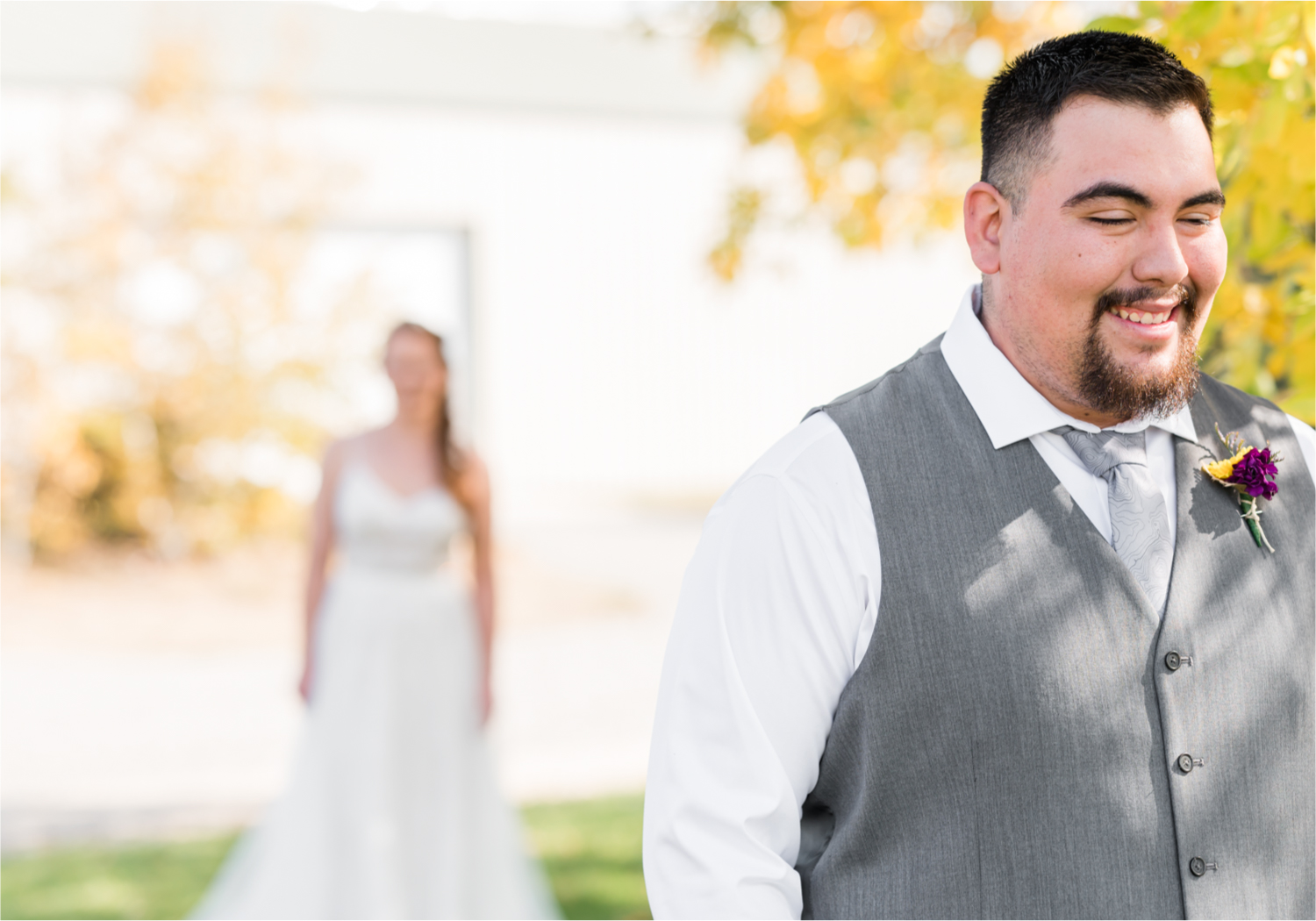 Rustic Fall Wedding at country home overlooking longs peak | Britni Girard Photography | Colorado Wedding Photography and Videography team | Fall colors, country fences leading to mountain views | Relaxed DIY wedding with elegant charm | Florals by Tahnee Wydra | Brides Dress from Abeille Bridal | Best Event Rentals