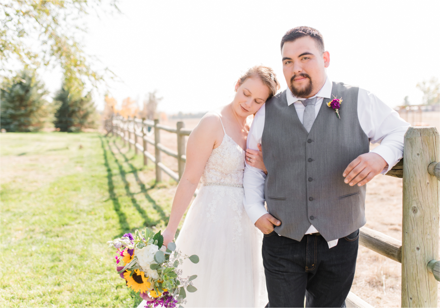 Rustic Fall Wedding at country home overlooking longs peak | Britni Girard Photography | Colorado Wedding Photography and Videography team | Fall colors, country fences leading to mountain views | Relaxed DIY wedding with elegant charm | Florals by Tahnee Wydra | Brides Dress from Abeille Bridal | Best Event Rentals
