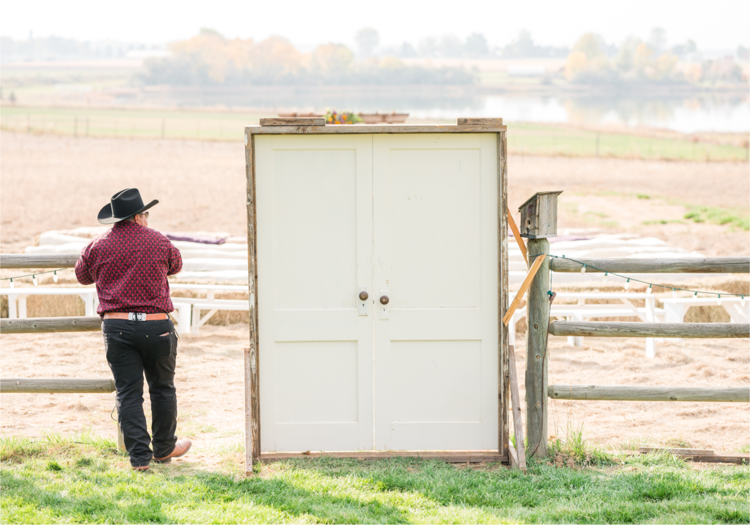Rustic Fall Wedding at country home overlooking longs peak | Britni Girard Photography | Colorado Wedding Photography and Videography team | Fall colors, country fences leading to mountain views | Relaxed DIY wedding with elegant charm | Florals by Tahnee Wydra | Brides Dress from Abeille Bridal | Best Event Rentals